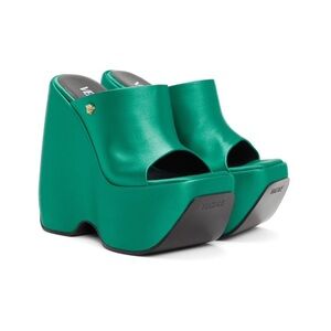 Versace Green Triplatform Mules